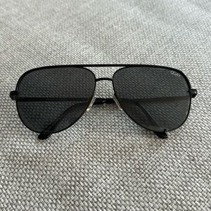 Quay large framed black aviator sunglasses
